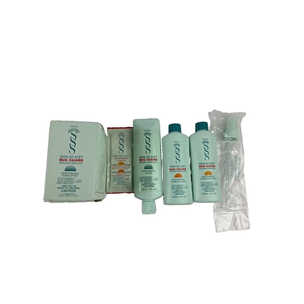 Vtg Avon Skin So Soft Sunscreen Moisturizing Camping Lotion Lot Spray Wipes